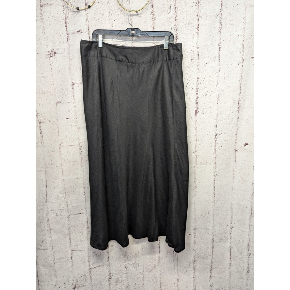 Charter Club‎ 100% Linen Black Flare Midi/Maxi Skirt Sz 14